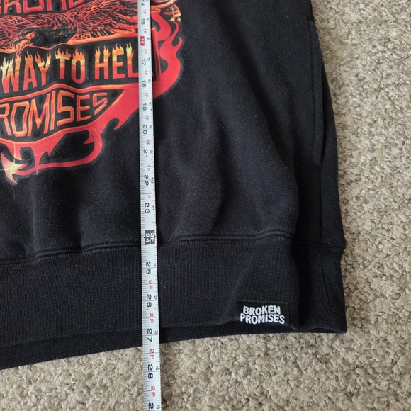 Broken Promises Grim Reaper Highway to Hell Black Hoodie Sweatshirt Sz M - Picture 12 of 13